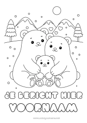 Gratis tekening Beer Sneeuw Winter Papa Mama Kind Dier Bosdieren Familie Knuffelmoment