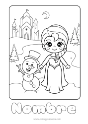 Dibujo libre Invierno Muñeco de nieve Princesa Dibujo animado Princesa famosa