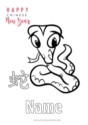 Free drawing Happy new year Chinese New Year Snake Reptiles 2025