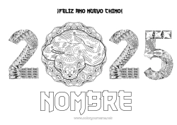 Dibujo libre Mandala Feliz año Año Nuevo chino Serpiente Reptiles 2025