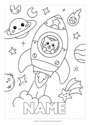 Free drawing Cat Rocket Vehicles Animal Space Planets and solar system Moon Dog and cat Astronomy Aerial vehicles