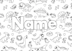 Coloring to customize Dinosaurs Animal Decorated name Diplodocus Triceratops Decorative background