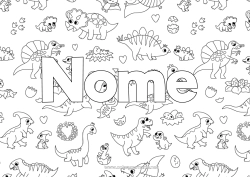 Desenho para personalizar Dinossauros Animal Nome decorado Diplodoco Tricerátopo Fundo decorativo