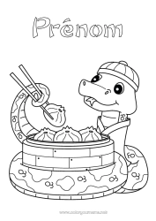 Coloriage gratuit Animal Nouvel An chinois Serpent Reptiles Dim Sum