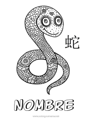 Dibujo libre Mandala Feliz año Animales Año Nuevo chino Serpiente Reptiles 2025