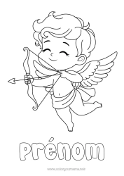 Coloriage gratuit Je t'aime Saint valentin Cupidon Ange