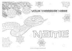 Free coloring Christmas Snowflakes Animal Snake Zentangle Reptiles