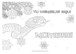 Colorear gratis Navidad Copos de nieve Animales Serpiente Zentangle Reptiles