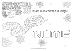 Desenho para personalizar Natal Flocos de neve Animal Serpente Zentangle Répteis