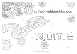 Colorazione gratuita Natale Fiocchi di neve Animale Serpente Zentangle Rettili