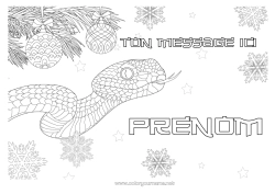 Coloriage gratuit Noël Flocons de neige Animal Serpent Zentangle Reptiles