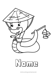 Desenho grátis Animal Ano Novo Chinês Serpente Chapéu Répteis