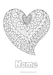 Pagina da colorare per bambini Cuore Mandala Buona festa Ti amo San Valentino Grande cuore