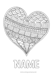 Free coloring Heart Mandala Happy feast day ! I love you Valentine's Day Big heart