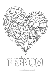 Coloriage gratuit Coeur Mandala Bonne fête Je t'aime Saint valentin Grand coeur