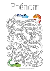 Coloriage gratuit Animal Serpent Reptiles Labyrinthe