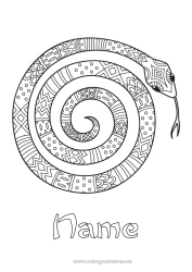 Free coloring Animal Snake Intermediate coloring pages Zentangle Reptiles