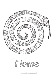 Desenho para personalizar Animal Serpente Colorações Intermediárias Zentangle Répteis