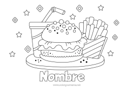 Dibujo libre Bebidas Soda Hamburguesa Patatas fritas