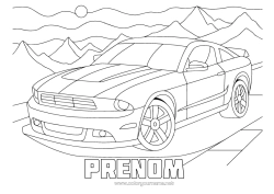 Coloriage à personnaliser Véhicules Voiture Coloriages complexes Voitures, vans et camping-cars Montagne