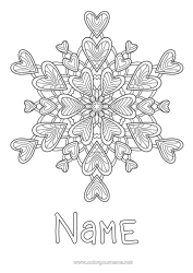 Free drawing Heart Mandala I love you Snowflakes