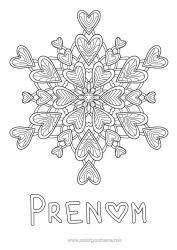 Coloriage gratuit Coeur Mandala Je t'aime Flocons de neige