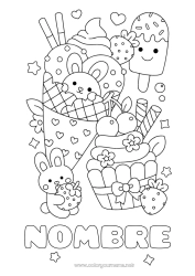 Dibujo libre Tarta Kawaii Conejo Frutas Golosinas Helado Magdalena Fresa Animales del bosque