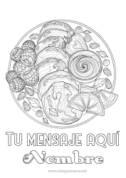 Dibujo libre Fiesta de la Candelaria Tortitas Frutas Dibujos complejos para colorear Zentangle Naranja