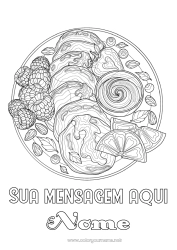 Desenho para personalizar Candelária Panquecas Frutas Colorações Complexas Zentangle Laranja