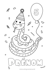 Dessin gratuit Anniversaire Ballons Fête Animal Serpent Age fêté personnalisable Reptiles