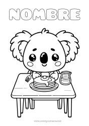 Colorear para personalizar Kawaii Animales Fiesta de la Candelaria Tortitas Koala Otros animales del mundo