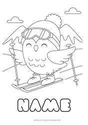 Free drawing Sport Snow Bird Owl Animal Flying birds and mammals Ski Winter Sports Mountain