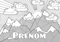 Coloriage à personnaliser Zentangle Montagne