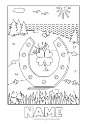 Free drawing Sun Luck Clover Ireland Horseshoe Saint Patrick's Day