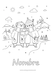 Dibujo libre Nieve Invierno Pingüino Animales Aves y mamíferos voladores Bufanda