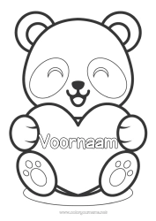 Gratis tekening Schattig Hart Kawaii Ik hou van jou Dier Panda Groot hart Eenvoudige kleurplaten Andere dieren van de wereld