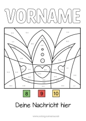 Malvorlage anpassen Malen nach Zahlen Krone Epiphanie Subtraktionen Additionen Dreikönigskuchen