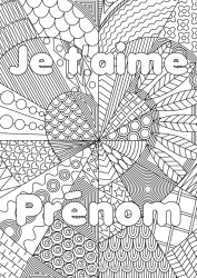 Coloriage à personnaliser Coeur Je t'aime Soeur Ami, Amie Nounou Coloriages complexes Zentangle