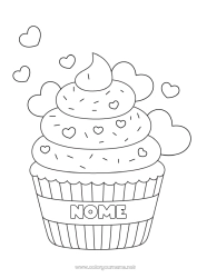 Desenho para personalizar Bolo Coração Eu te amo Comida Guloseimas, doces Cupcake