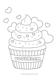 Gratis tekening Taart Hart Ik hou van jou Voedsel Lekkernijen, zoetigheden Cupcake