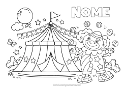 Desenho para personalizar Palhaço Circo Tenda de circo