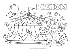 Coloriage à personnaliser Clown Cirque Chapiteau