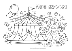 Kleurplaat aanpassen Clown Circus Tent