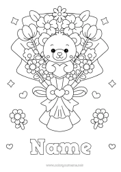 Coloring to customize Flowers Heart Kawaii Nanny Games and toys Plush Bouquet