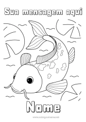 Desenho para personalizar Animal Carpa Koi Peixe Sorte Japão Animais marinhos ou aquáticos