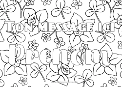 Coloriage gratuit Fleurs Printemps Trèfle Nom décoré Jonquilles Fond décoratif