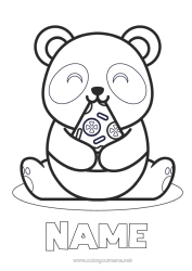 Free drawing Cute Kawaii Animal Panda Easy coloring pages Other animals of the world Pizza