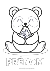 Dessin gratuit Mignon Kawaii Animal Panda Coloriages faciles Autres animaux du monde Pizza