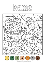 Free drawing Magic pot Number Coloring by numbers Children's activities Clover Ireland Saint Patrick's Day