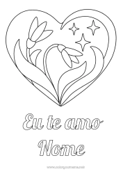 Desenho grátis Flores Coração Eu te amo Grande coração Estrelas